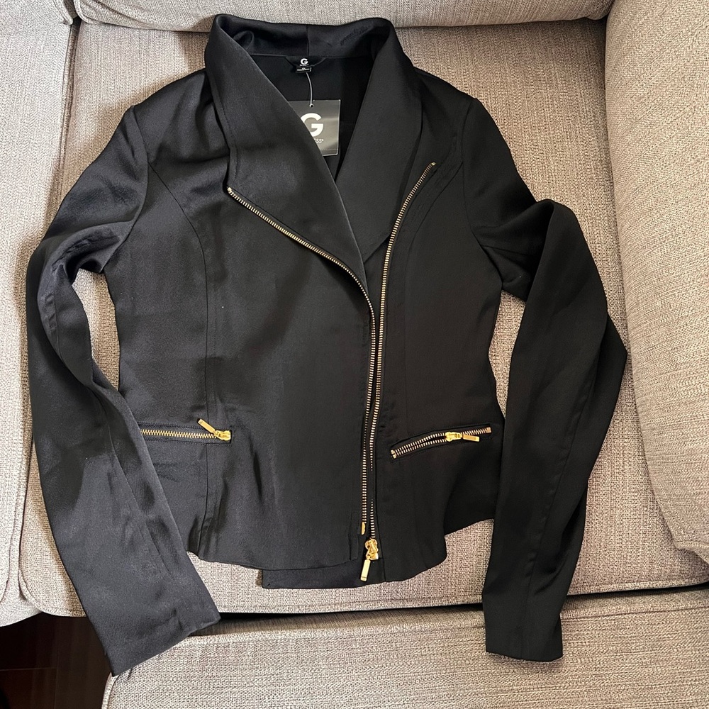G by Guess Black Blazer with Gold Zippers